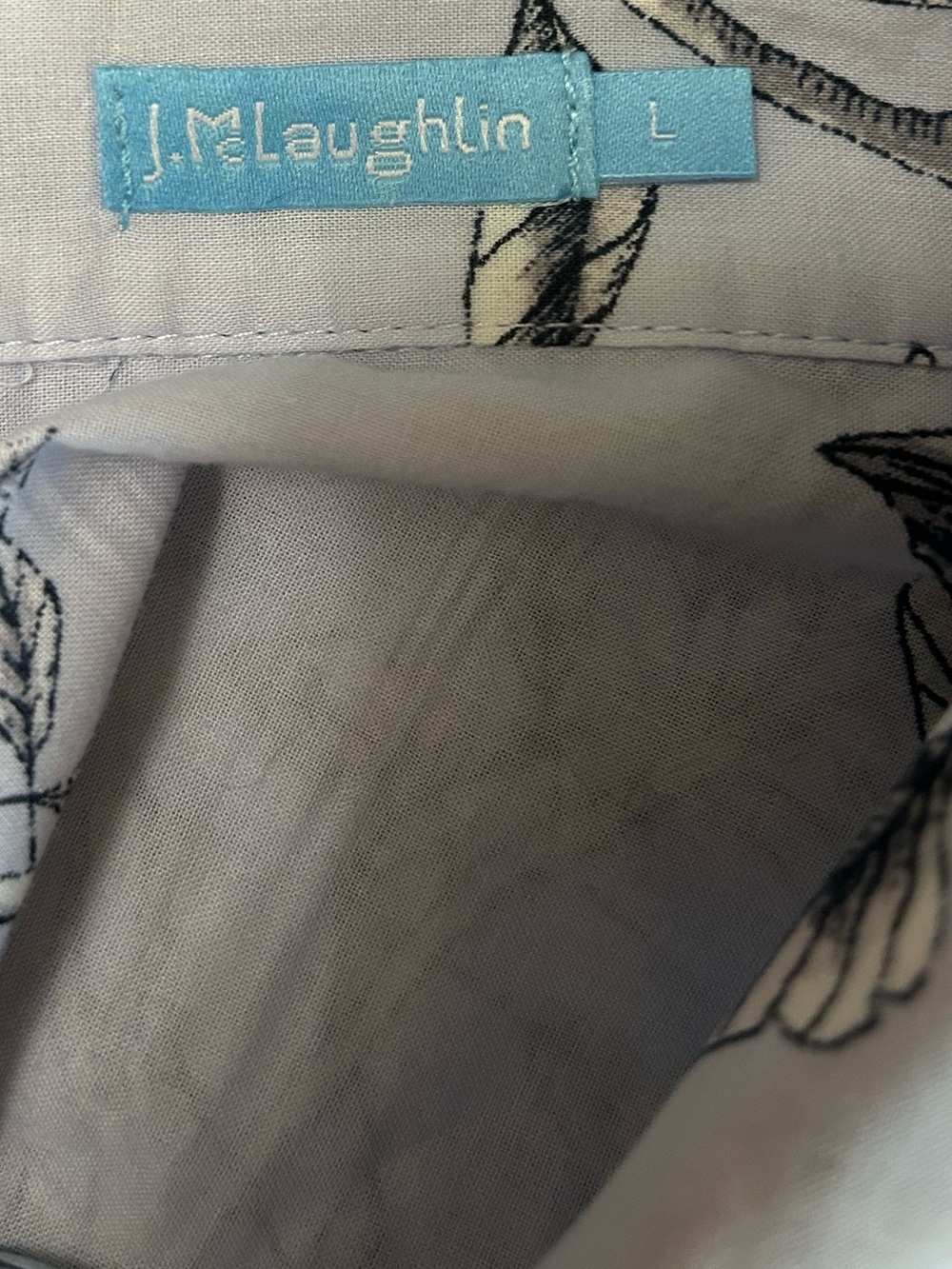 J.McLaughlin Lois Floral Voile Button-Front Shirt Blue/Gray Floral size Large - Picture 5 of 8